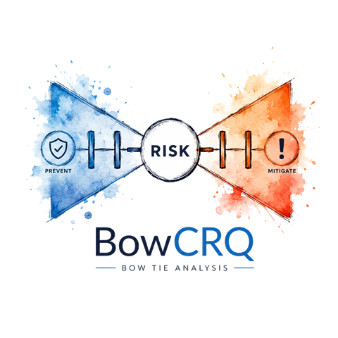 BowCRQ logo: bow tie analysis with risk quantification